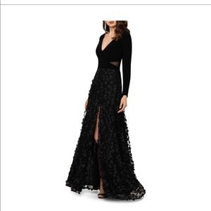 Stunning floral appliqué 3d black gown
